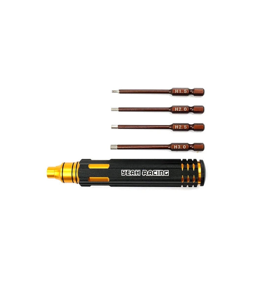 Yeah Racing Black & Gold 4-in 1 Multi 1.5, 2.0, 2.5, 3.0mm Hex Set Rc Car Tools