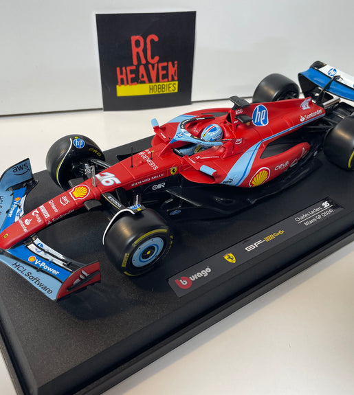 Burago 1:18 Ferrari SF-24 Charles Leclerc Miami GP Livery 2024 F1 Diecast Model.