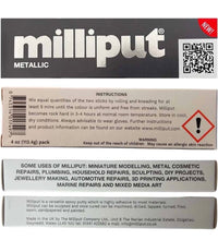 Milliput Metallic Two Part Epoxy Putty Brand New