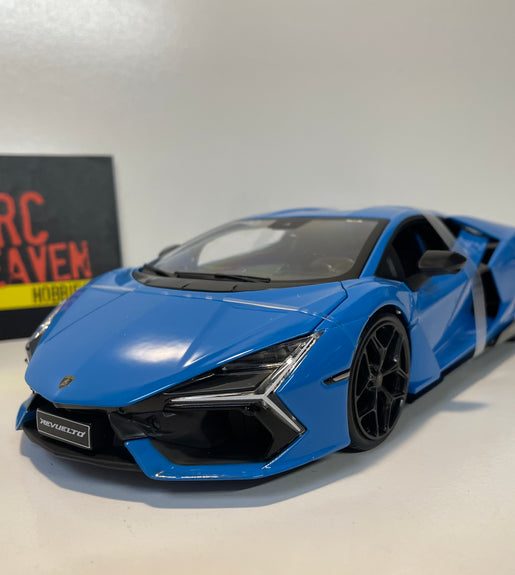 Maisto Lamborghini Revuelto 2023 1:18 Scale Blue Diecast Model Car.