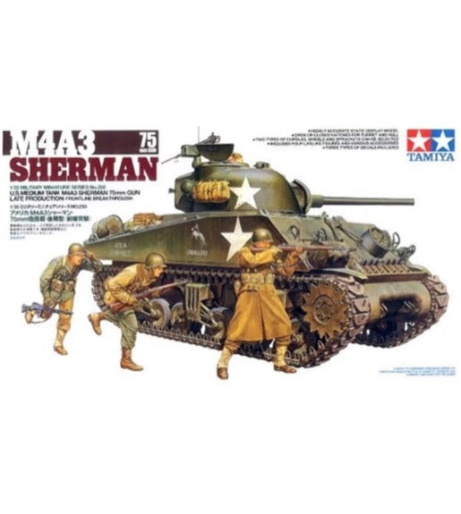 Tamiya 1/35 Scale M4A3 Sherman 75mm Gun Late Model Kit No: 35250