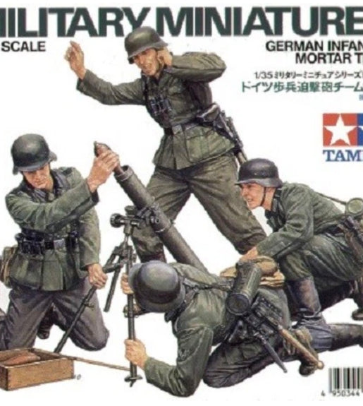 Tamiya 1/35 Scale WWII German Infantry Mortar Team Set Military Model Kit No: 35193