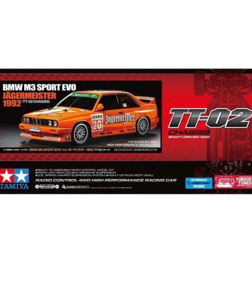 Tamiya TT-02 1992 BMW M3 Sport EVO Jägermeister RC Car Electric 4WD 1/10 W/ESC.