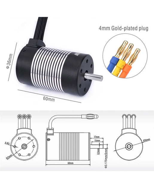 Surpass Hobby Rocket 1/10 Rc Car  540 Brushless Motor 3.175mm Shaft 3100kv.