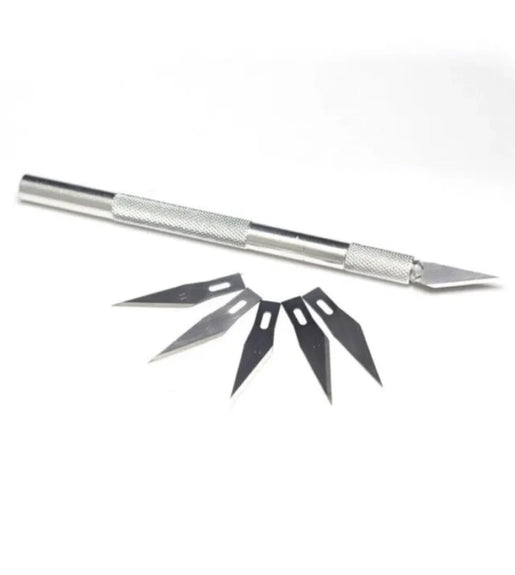 Hobby Knife With 6 Spare Blades Crafts Cutting Scalpel