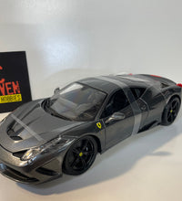 Maisto Ferrari 458 Speciale Metallic Grey 1:18 Scale Diecast Model Car.