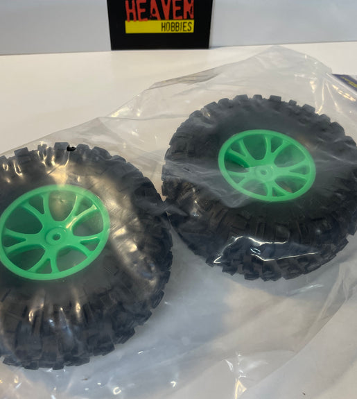 VRX Racing 10717 Painted Rims Green Pre Glued For 1/10 Rc Car FTX Outlaw Octane.