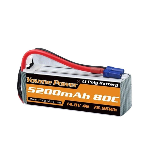 Youme Lipo Battery 4S 14.8V 80C 5200 mah  EC5 Plug for RC Plane Heli Jet Rc Car.
