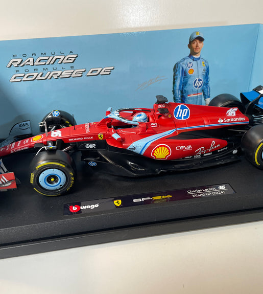 Burago 1:18 Ferrari SF-24 Charles Leclerc Miami GP Livery 2024 F1 Diecast Model.