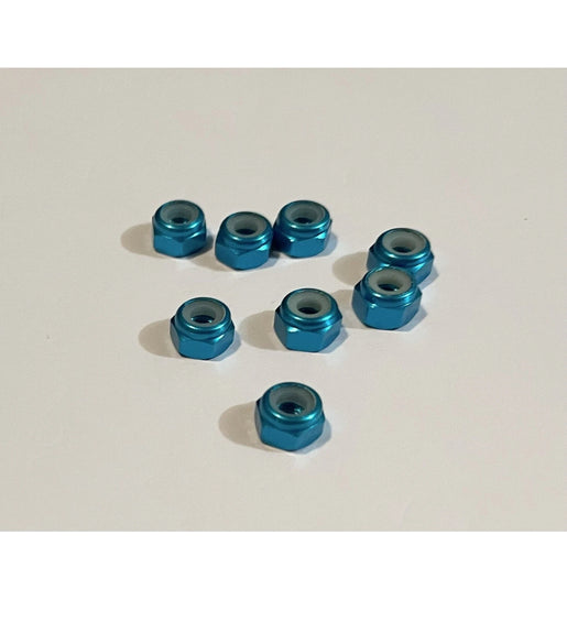 HSP 02091 3mm Blue Aluminium Nyloc Nuts 8Pcs 1/10 Rc Car Upgrade Part 102048