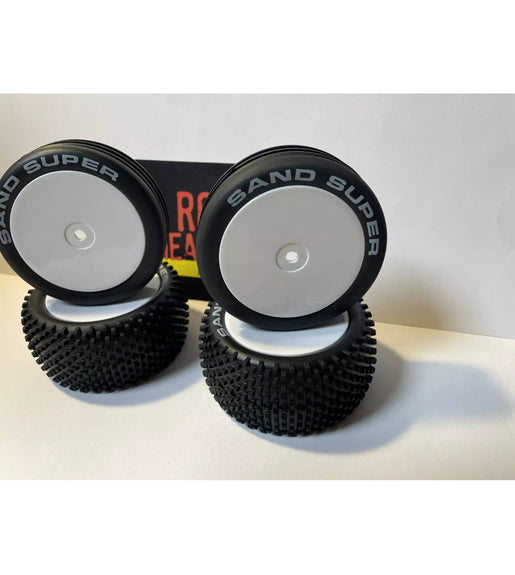 Sand Super Rc Car White Letter Wheels & Tyres 12mm Hex 1/10 2wd Buggy Retro Cool