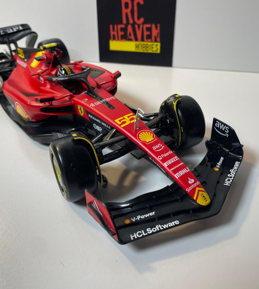 Burago 1:18 Ferrari SF-23 Carlos Sainz No# 55 Italy GP Formula One Model Car.