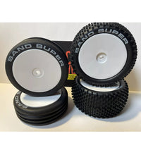 Sand Super Rc Car White Letter Wheels & Tyres 12mm Hex 1/10 2wd Buggy Retro Cool