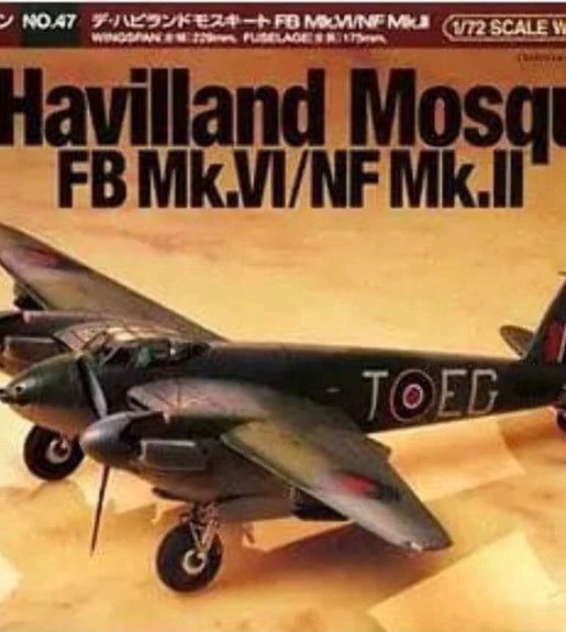 TAMIYA 1/72 Scale De Havilland Mosquito FB Mk.VI /NF MK.II Model Kit No: 60747.