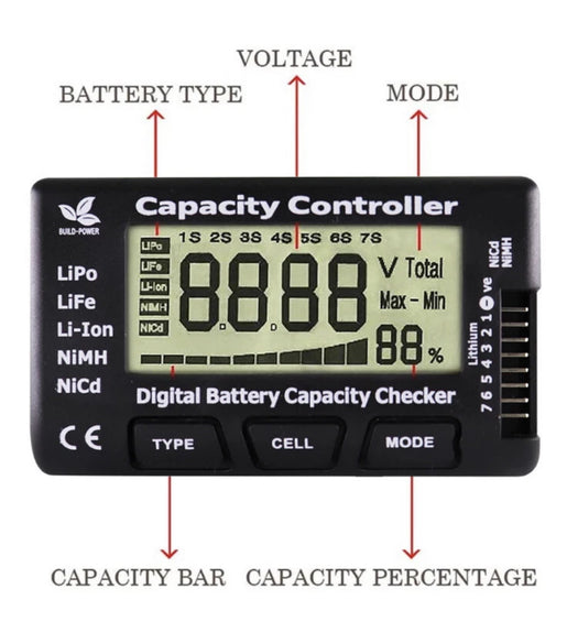 Rc Digital Cell Meter Lipo Battery Capacity Reader Checker.