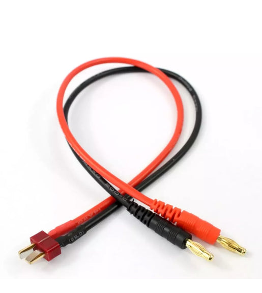 Deans Charge Cable 14awg male T Plug to 4mm bullet connectors  Charging Lead.