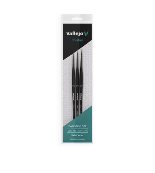 Vallejo Hobby Brushes -Detail Definition Set -Synthetic fibers Size 4/0, 3/0,2/0