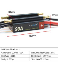 Flycolor 2-6S Brushless Motor ESC 90A Water Cooling Speed Controller for RC Boat