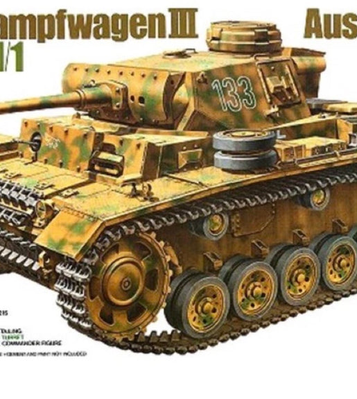 Tamiya 1:35 Scale German Tank Panzerkampfwagen III Ausf.L Plastic Model Kit No: 35215